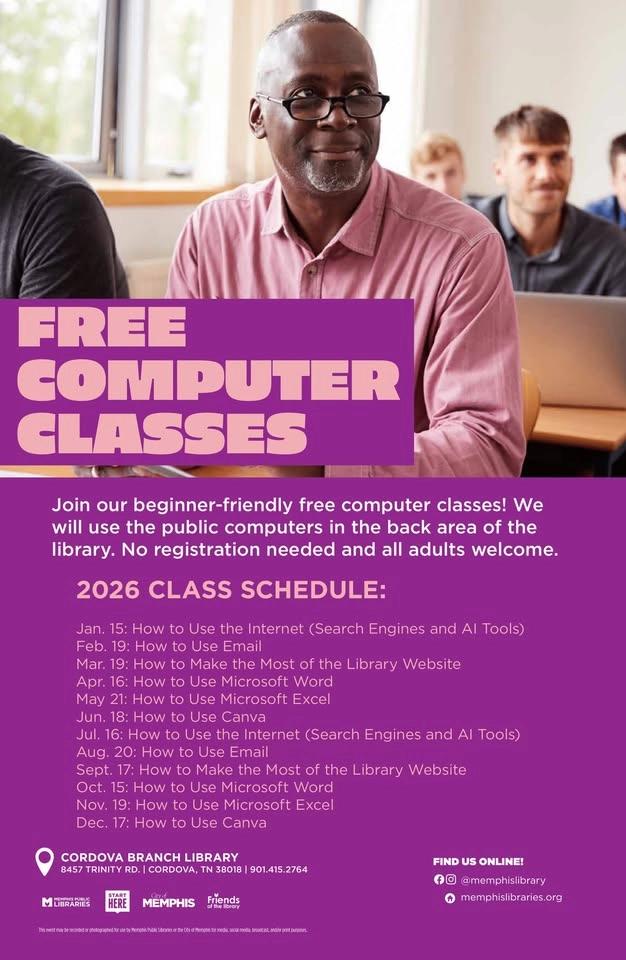 Free Computer Classes at the Cordova Library