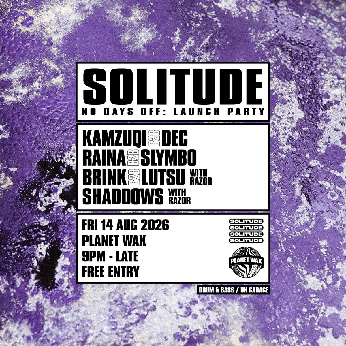SOLITUDE: No Days Off Launch Party