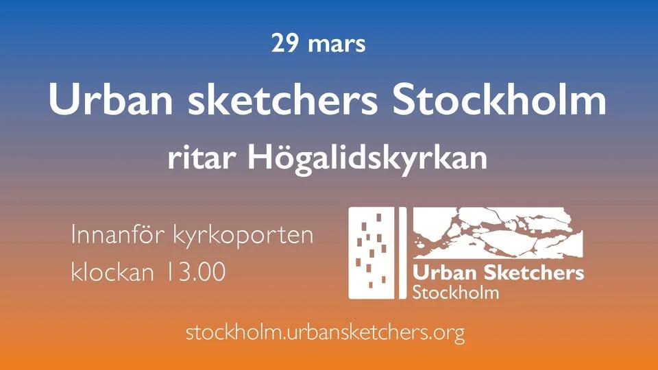 Urban sketchers Stockholm ritar Högalidskyrkan
