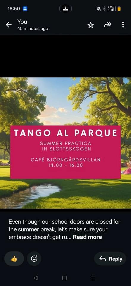 Tango Al Parque - Summer practica in Slottsskogen