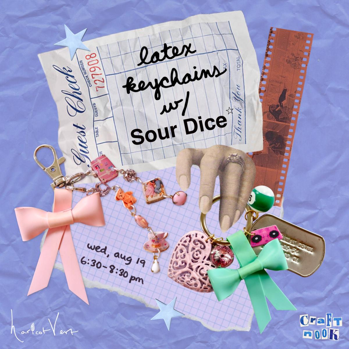 latex keychains w/ @sour.dice