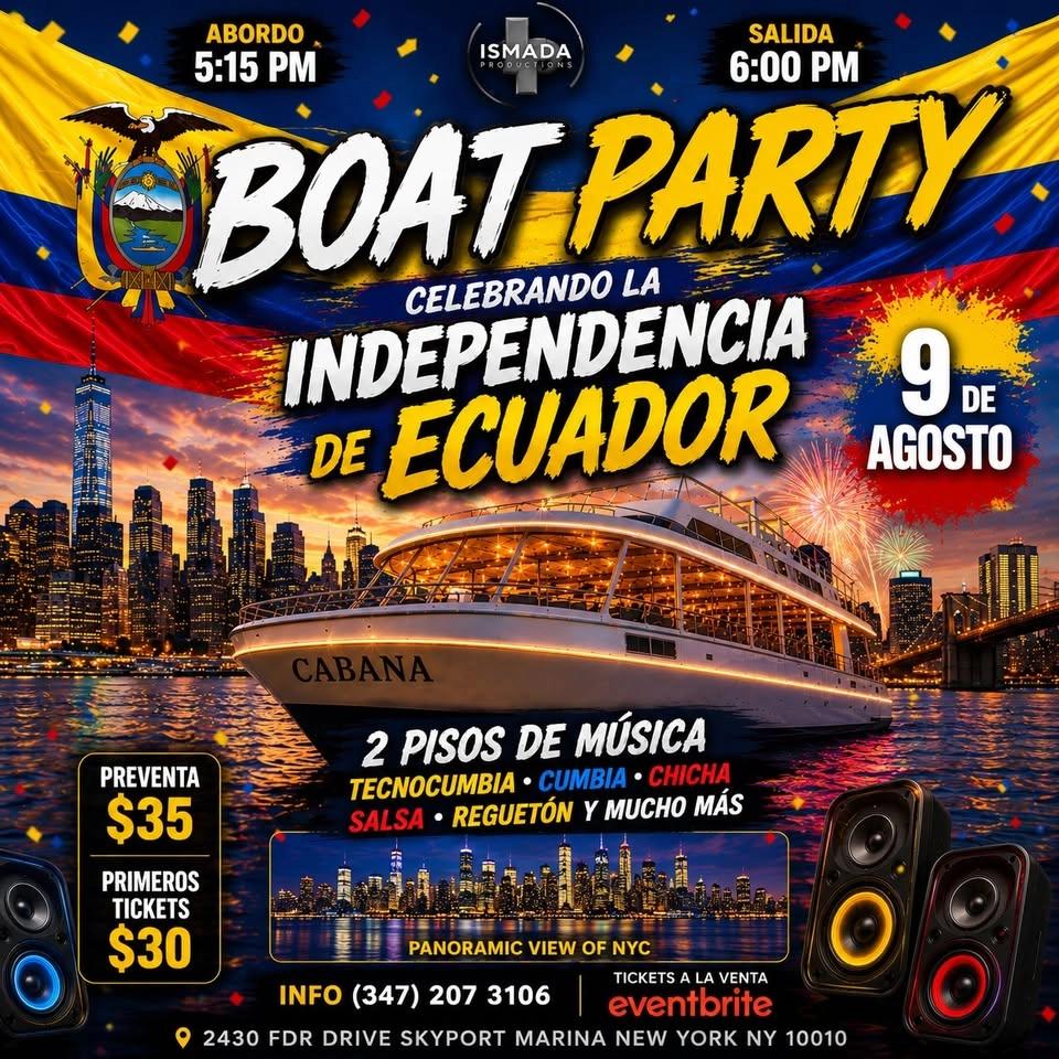 Celebrando la Independencia del Ecuador | Boat Party NYC