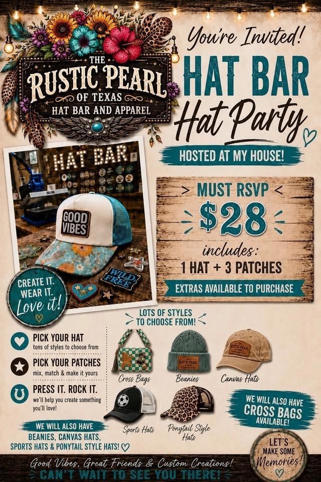 Rustic Pearl Hosts Hat Party in House