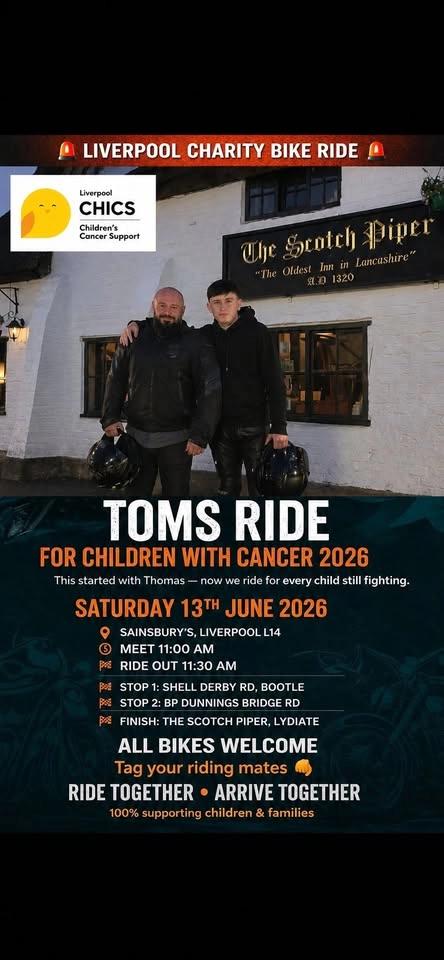Toms ride for children with cancer 2026