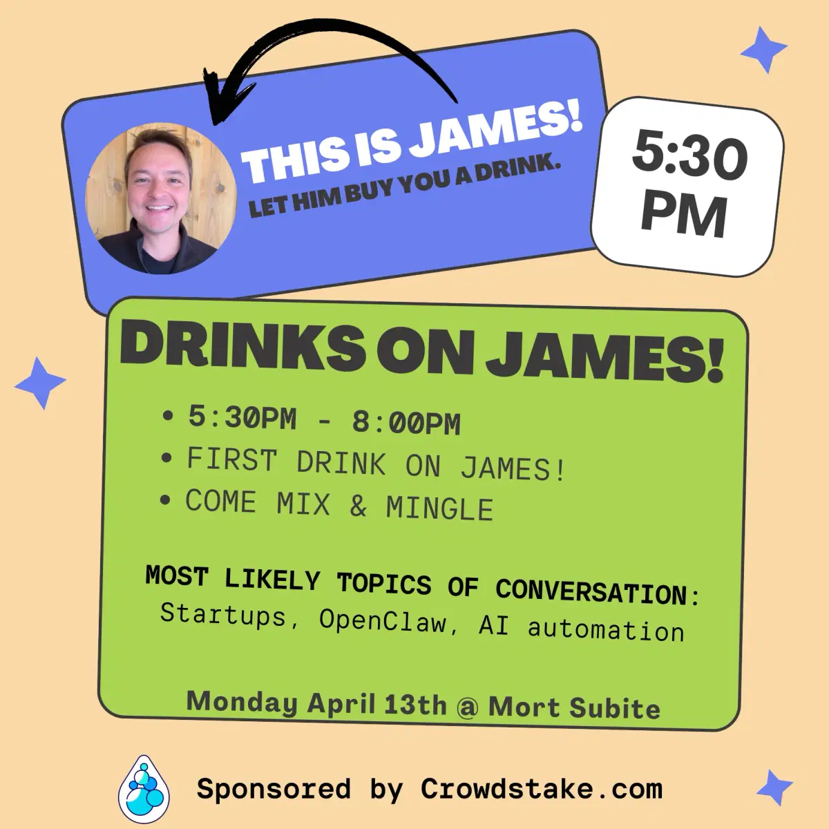 Drinks on James!