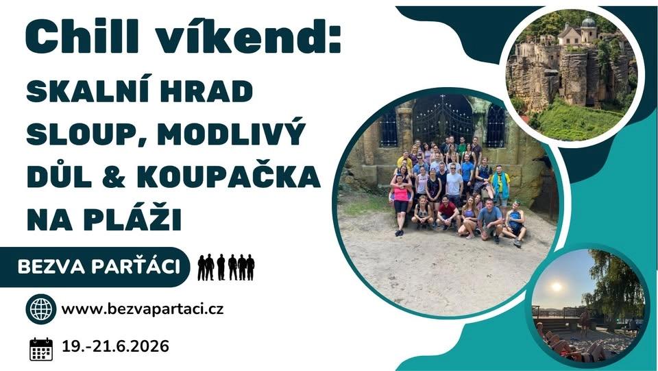 Chill víkend: Skalní hrad sloup, Modlivý důl a koupačka na pláži 19.-21.6.2026