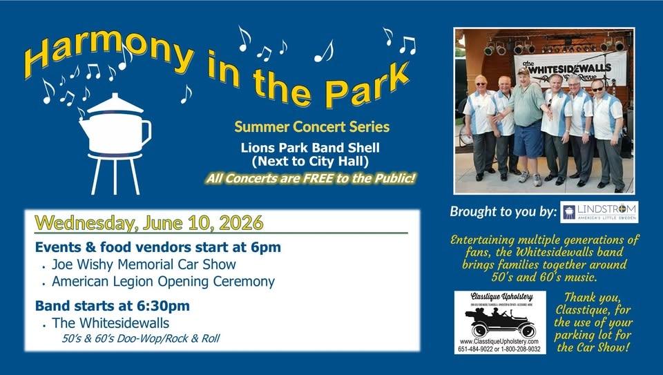 Harmony in the Park- Whitesidewalls, Joe Wish Memorial Car Show, & Opening Ceremony