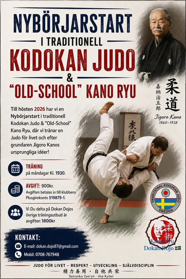 Nybörjarstart i Kodokan Judo & ”Old School” Kano Ryu