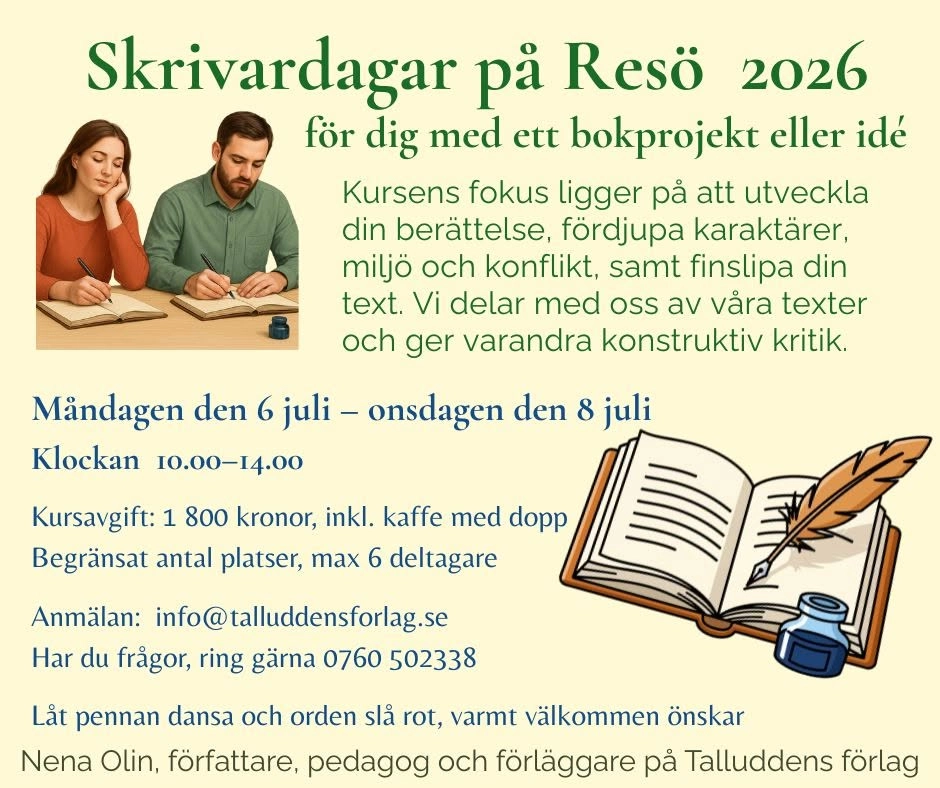 Skrivardagar på Resö, för dig som har ett bokprojekt eller en bokidé