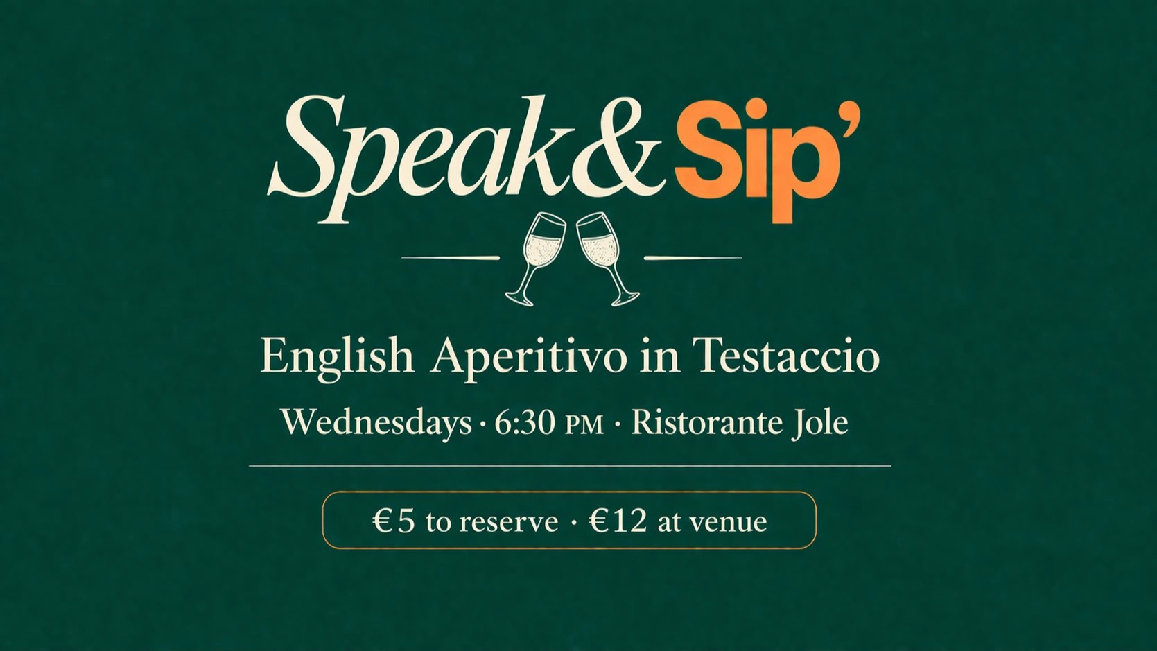 Wednesday English Aperitivo in Testaccio | Speak & Sip Rome