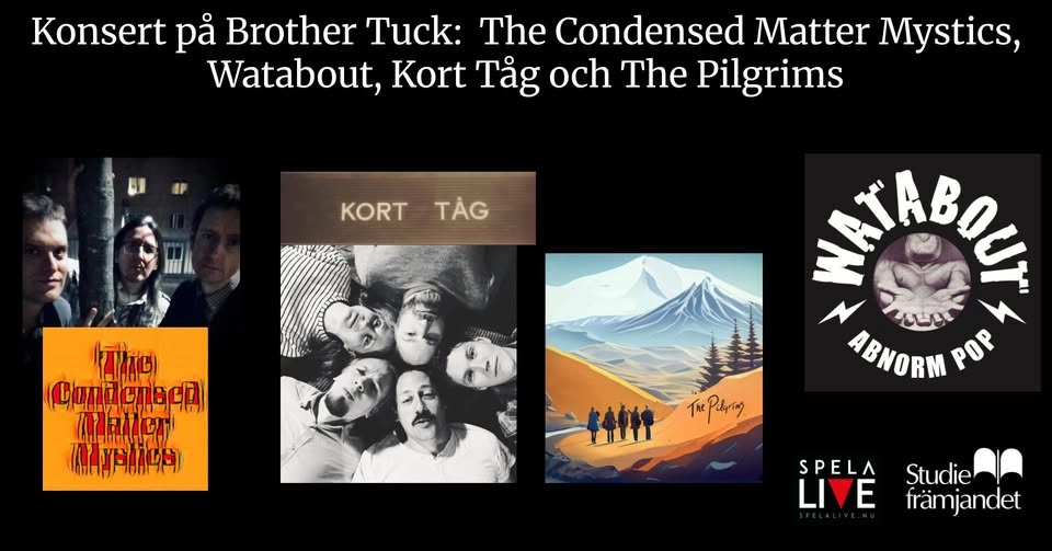 Konsert på Brother Tuck: The Condensed Matter Mystics, Watabout, Kort Tåg och The Pilgrims