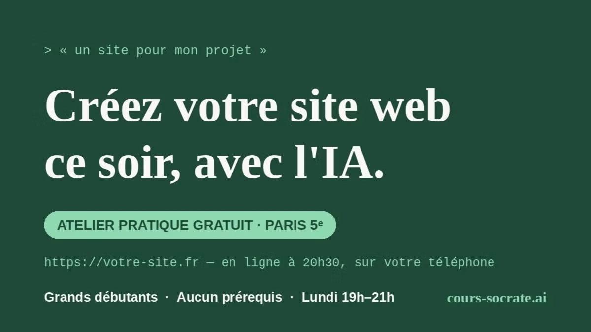 Créez votre site web ce soir, avec l'IA (grands débutants)