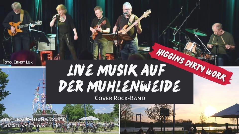 Live Musik mit "Higgins dirty work" im Biergarten Mühlenweide in Duisburg Ruhrort