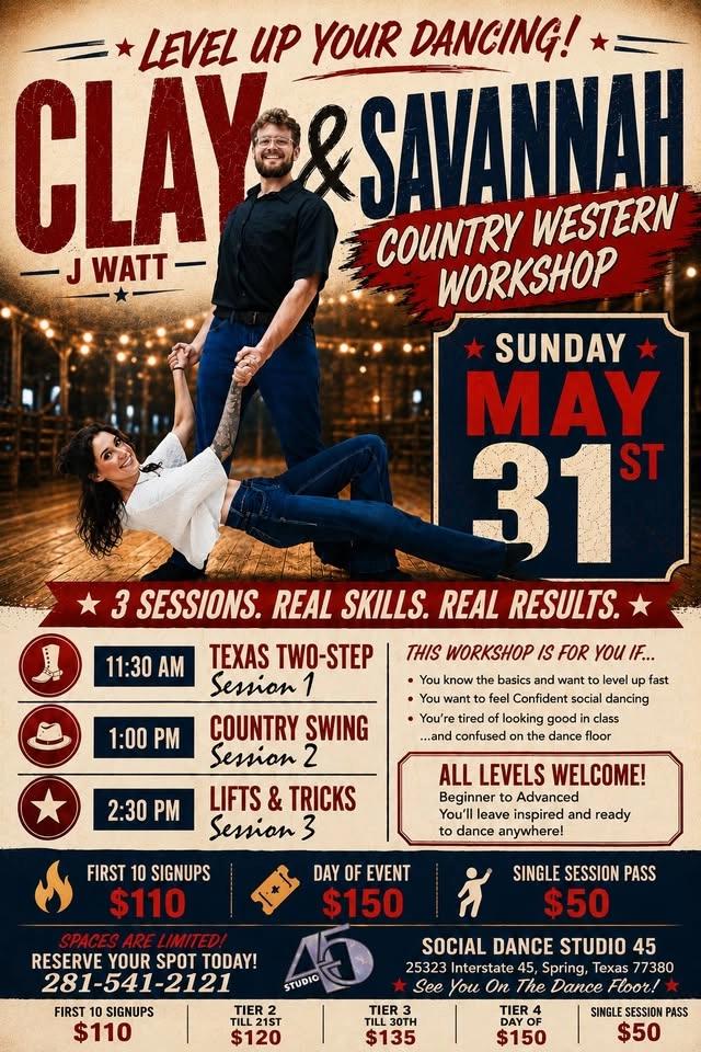 Clay J Watt & Savannah Davis Country Western Workshop