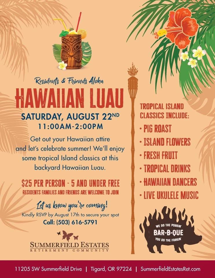 🌺 Hawaiian Luau at Summerfield Estates 🌴