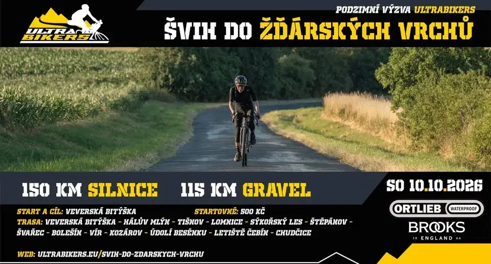 ŠVIH DO ŽĎÁRSKÝCH VRCHŮ - 150/120km Výzva UltraBikers pro silnice/gravely