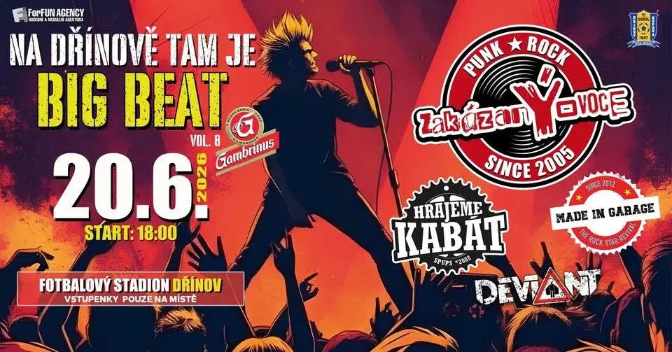 NA DŘÍNOVĚ TAM JE BIB BEAT 2026! ZAKÁZANÝ OVOCE A DALŠÍ