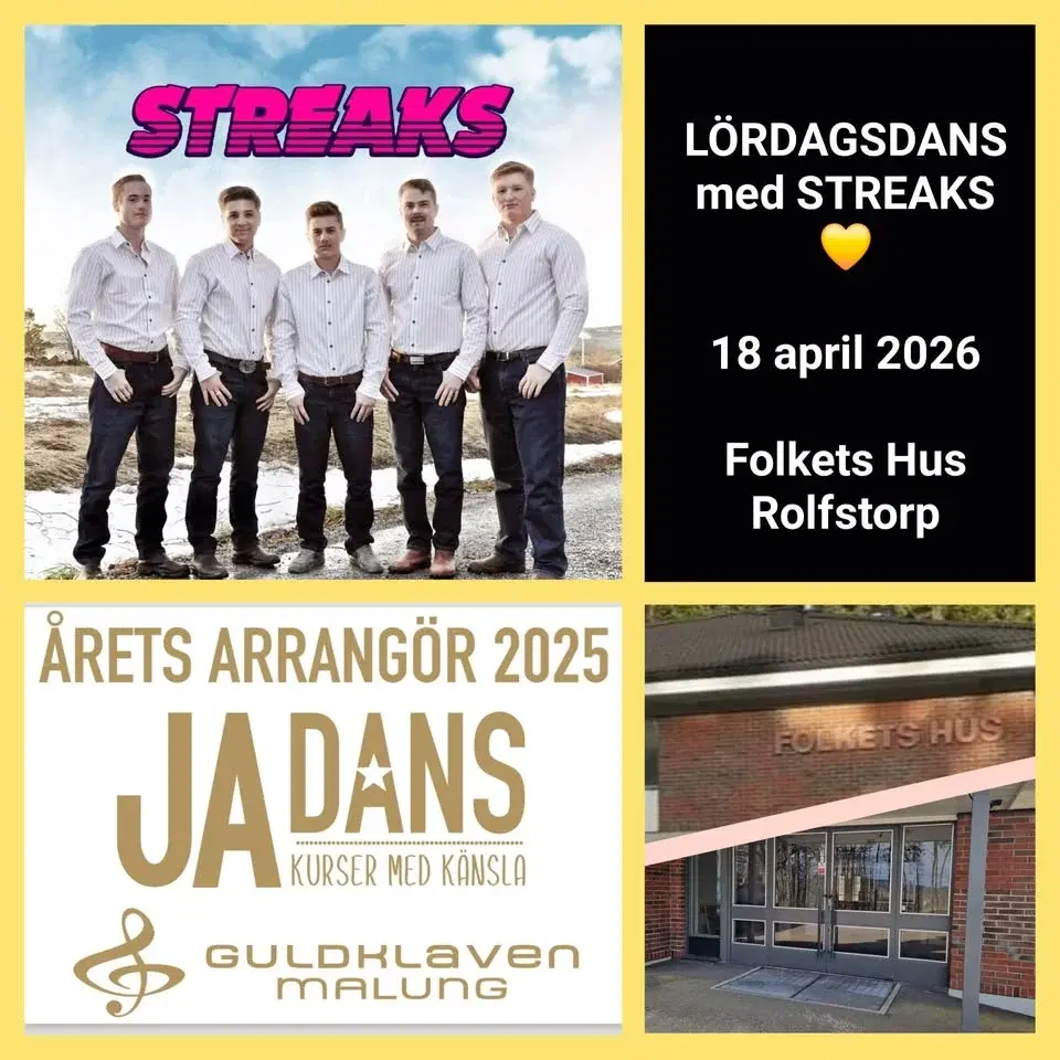 LĂRDAGSDANS đ Streaks i Folkets Hus, Rolfstorp