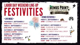Labor Day Weekend Line-Up at the Bemus Point Golf Club & Tap House