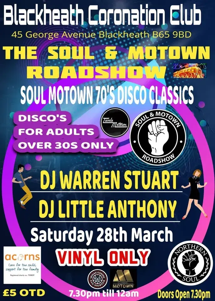 SOUL MOTOWN AND 70'S DISCO CLASSICS NIGHT