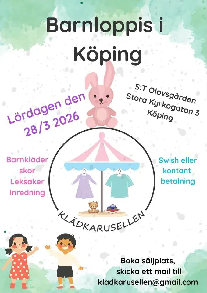 Barnloppis i Köping 28/3 2026