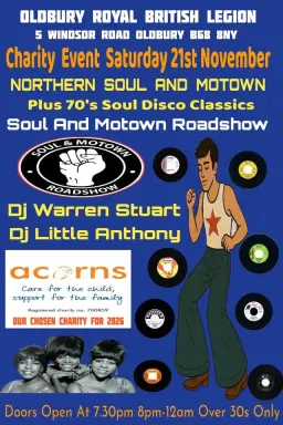 SOUL AND MOTOWN ROADSHOW CHARITY EVENT 2026 ACORNES CHILDRENS HOSPICE BIRMINGHAM