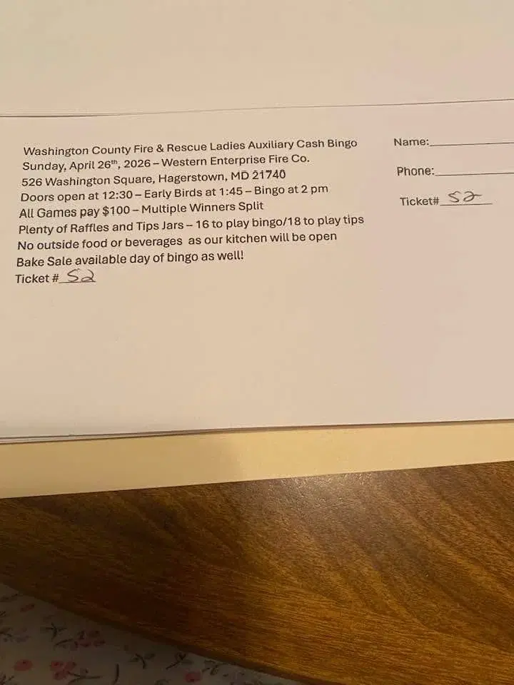 Washington CountyFire & Rescue Ladies Auxiliary Bingo