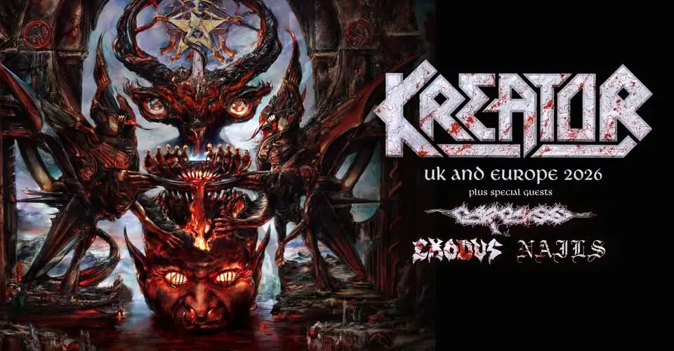Kreator, Carcass, Exodus, Nails - Krushers Of The World Tour 2026 - Praha, Fórum Karlín