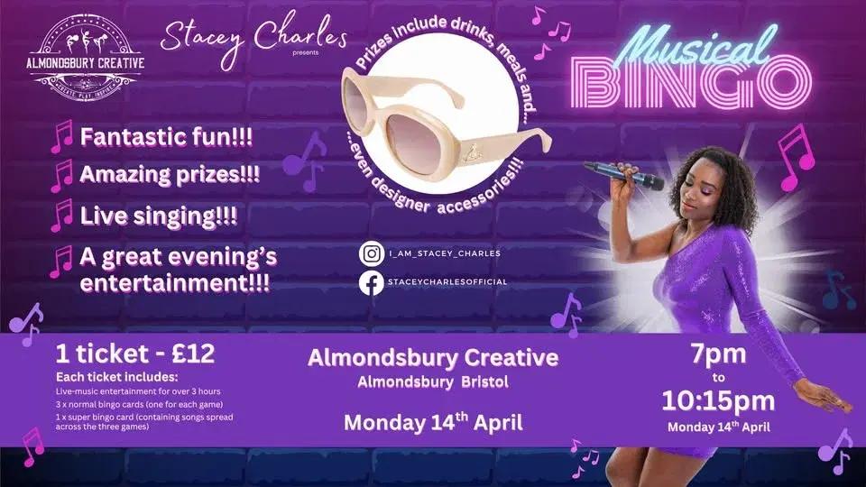 Midweek Musical Bingo live at Almondsbury Creative (Bristol) - Tuesday 14th April 7pm