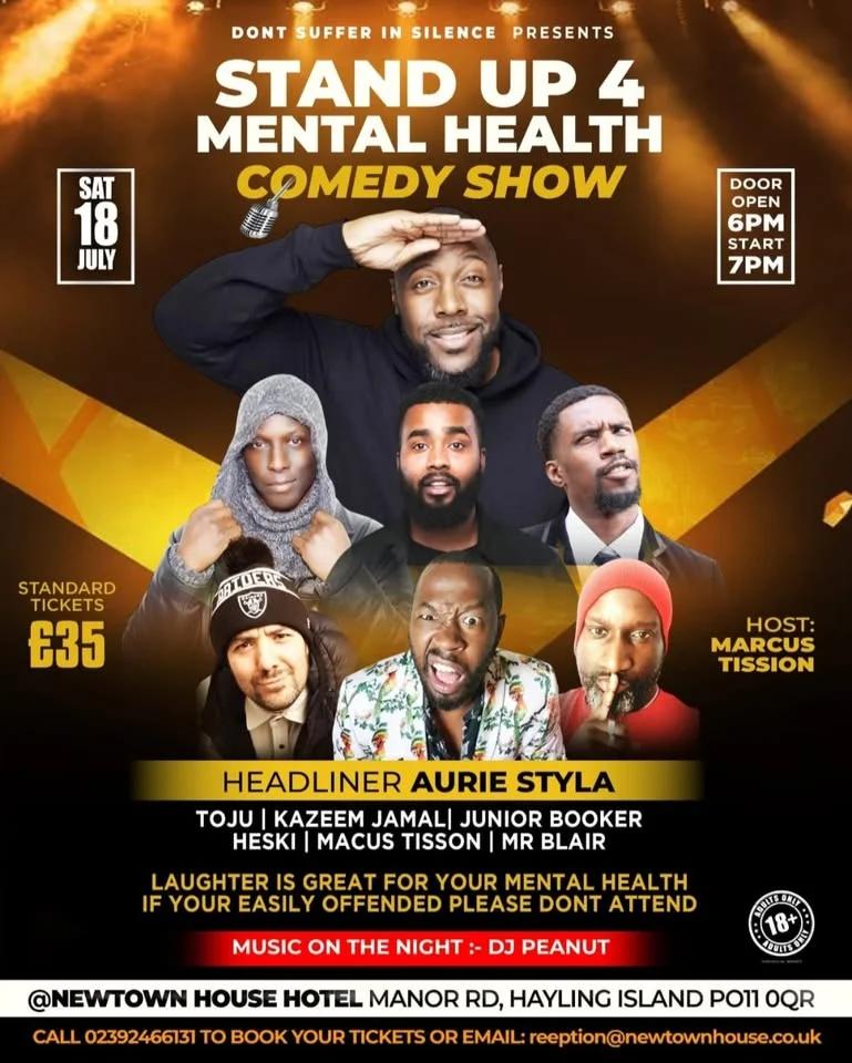 STAND UP 4 MENTAL HEALTH COMEDY SHOW - HEADLINING AURIE STYLA - SAT 18TH JULY 2026 6PM