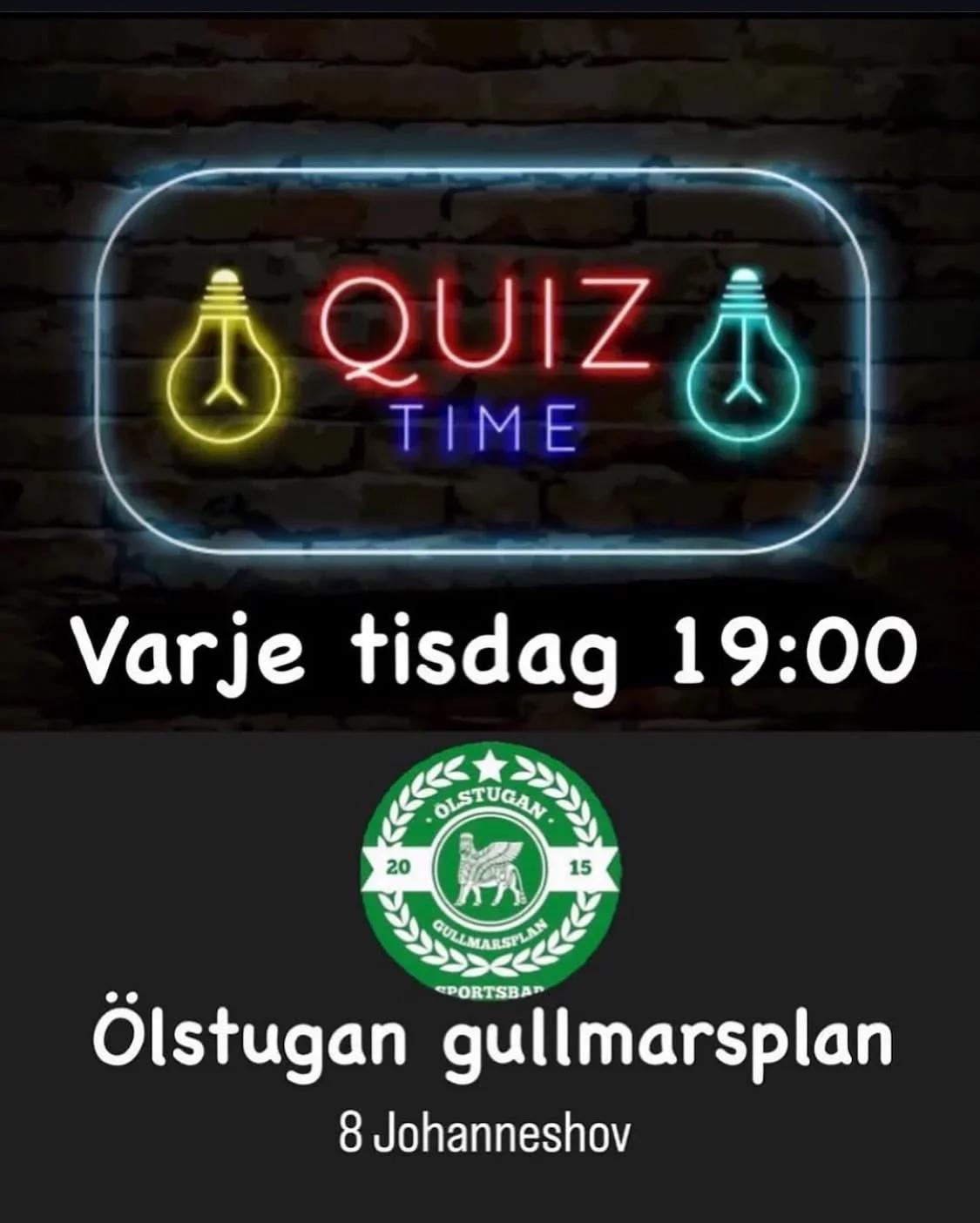 QuizkvĂ€ll varje tisdag pĂ„ Ălstugan Gullmarsplan! đ€đ»