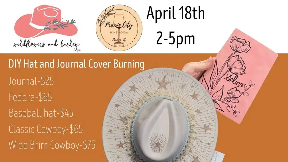 DIY Hat + Journal Cover Burning at Prairie City Wine Room