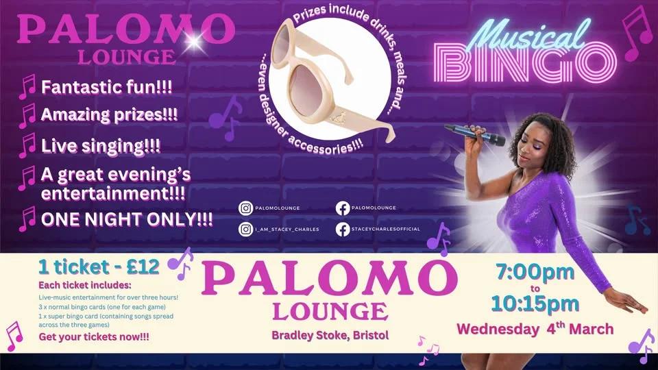 Midweek Musical Bingo at Palomo Lounge (Bradley Stoke, Bristol) - Wednesday 4th March 7pm