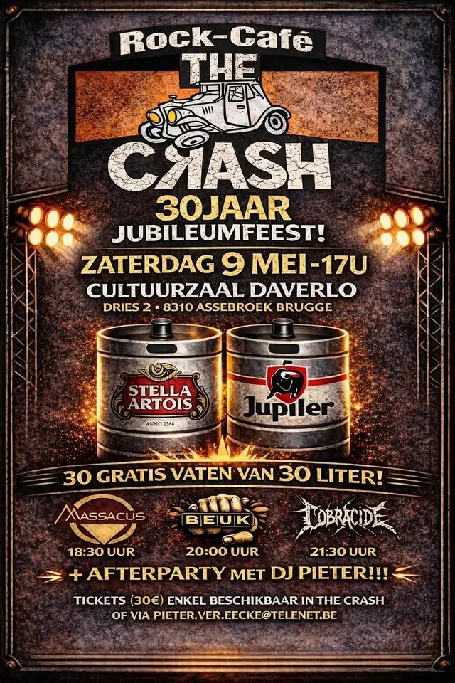 30 JAAR ROCK-CAFE THE CRASH!!! JUBILEUMFEEST!!!