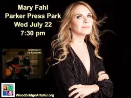 Mary Fahl Band in Parker Press Park w/ opener Tal Naccarato