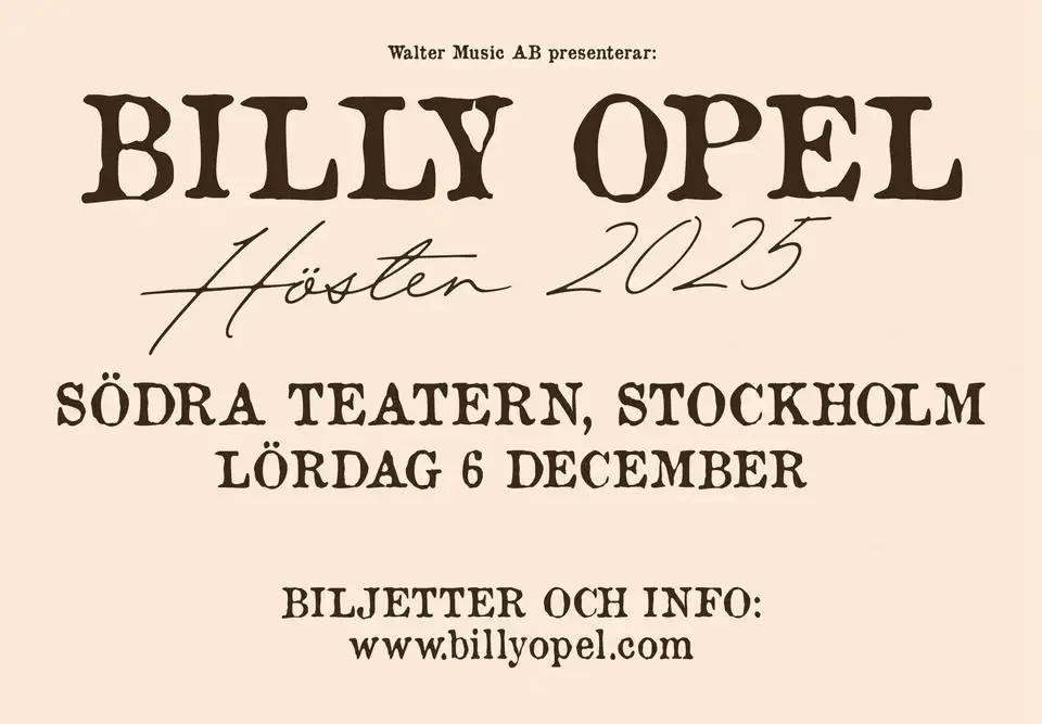 Billy Opel - Södra Teatern, Stockholm