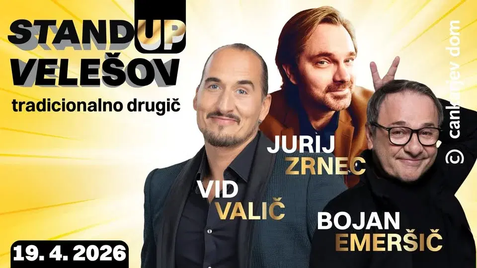 Standup velešov - tradicionalno drugič Jurij Zrnec, Bojan Emeršič, Vid Valič