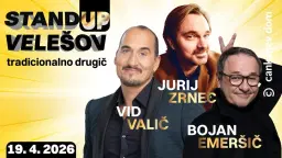 Standup velešov - tradicionalno drugič Jurij Zrnec, Bojan Emeršič, Vid Valič
