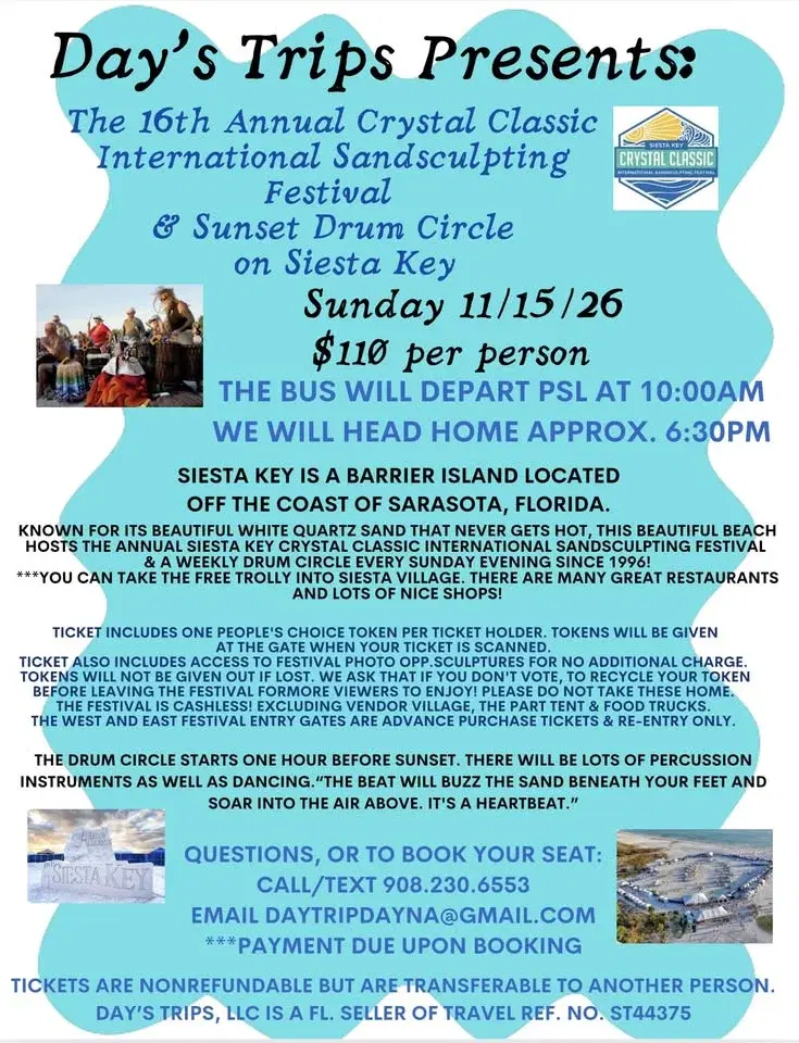 Siesta Key Crystal Classic International Sand Sculpting Festival & Sunset Drum Circle