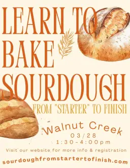 Sourdough Baking Workshop (in-person & hands-on!) - Walnut Creek