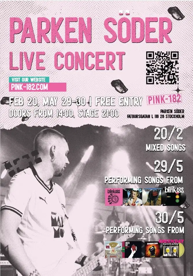 PINK-182 @ Parken Söder - GREEN DAY NIGHT! - fritt inträde!