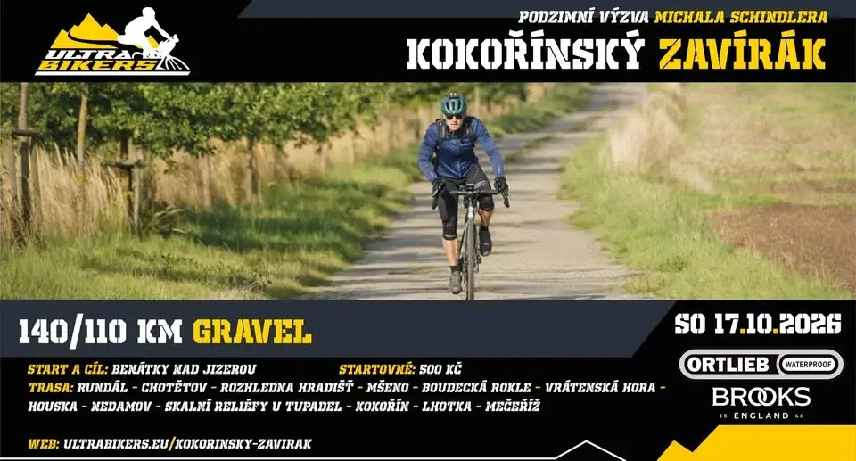 KOKOŘÍNSKÝ ZAVÍRÁK - 140/110km Výzva pro gravely