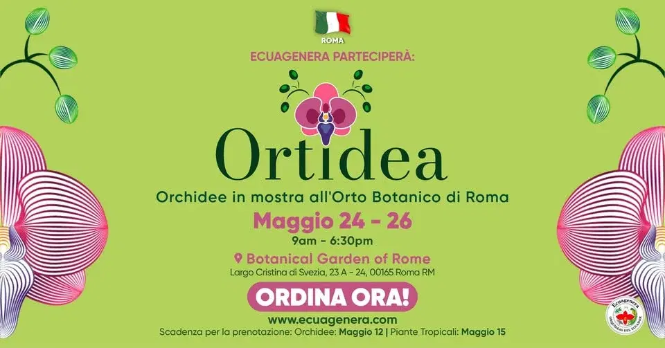 Ecuagenera parteciperà a: ORTIDEA - Orchidee in mostra all'Orto Botanico di Roma
