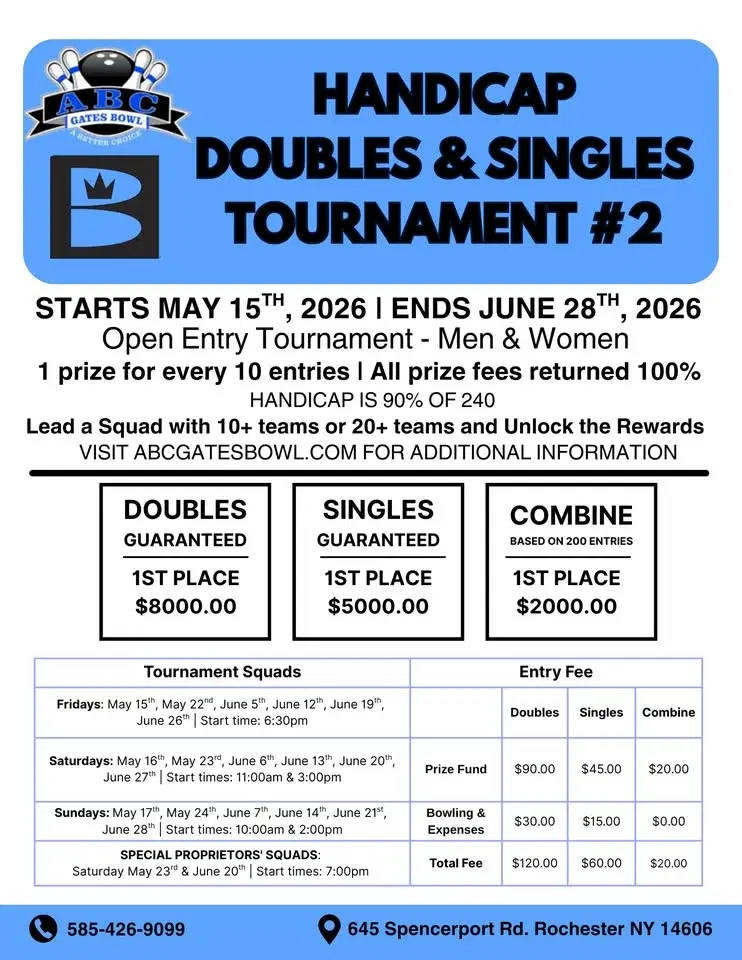 Handicap Doubles & Singles Tournament Proprietors’ Squad