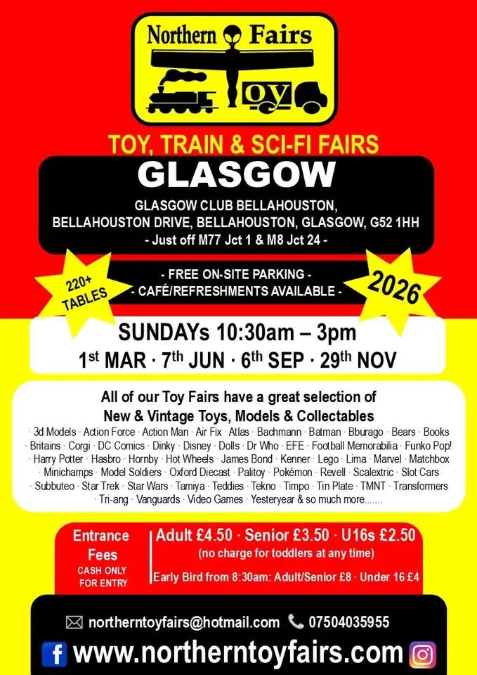 GLASGOW Toy, Train & Sci-Fi Fair on Sunday 7th June 2026