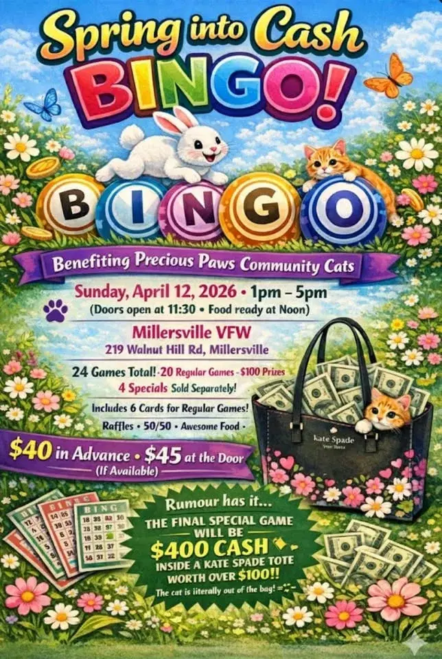 CASH Bingo to support Precious Paws!