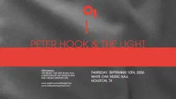 Peter Hook and the Light - North American Tour 2026