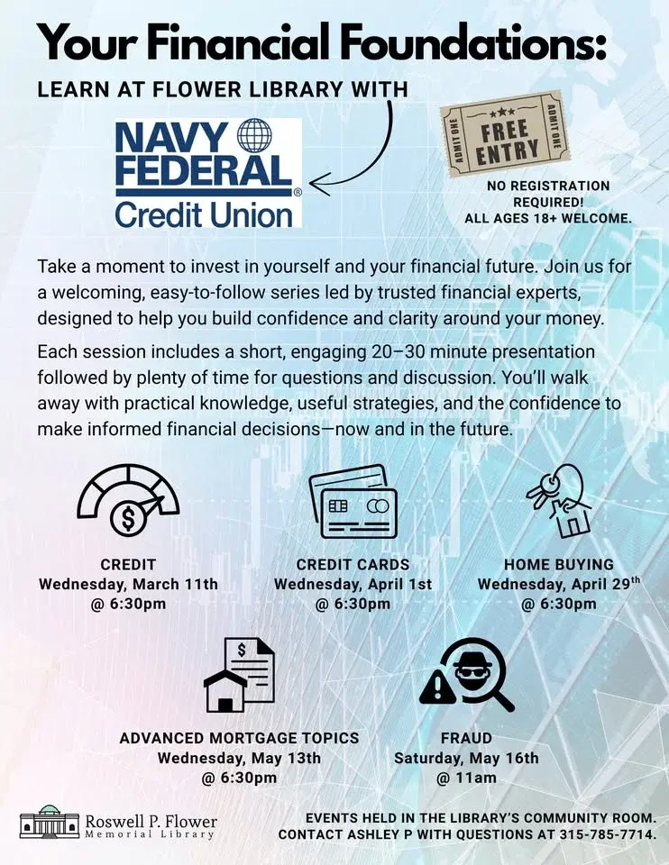 Ages 18+ Your Financial Foundations: Learn at Flower Library with Navy Federal Credit Union