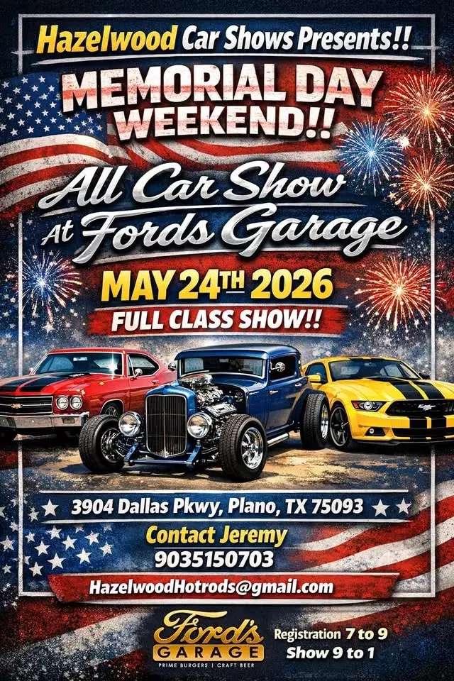 Memorial Weekend Car Show at Fords Garage!