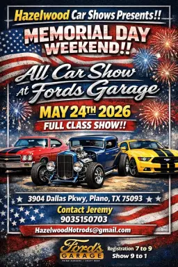 Memorial Weekend Car Show at Fords Garage!